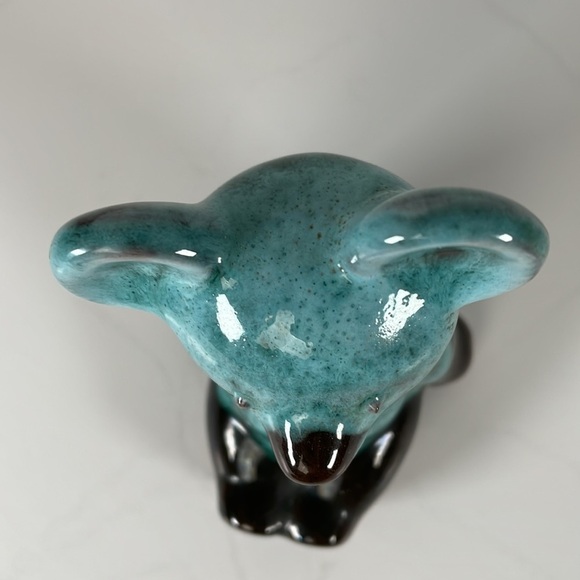 Vintage Canadiana Pottery Canuck Teddy Bear Black Blue Green Drip Glaze Canada - Picture 5 of 8